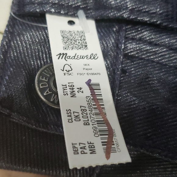 Madewell The '90s Straight Jean in Midnight Blue Foil Size 24 NN461 nwt - Picture 7 of 12